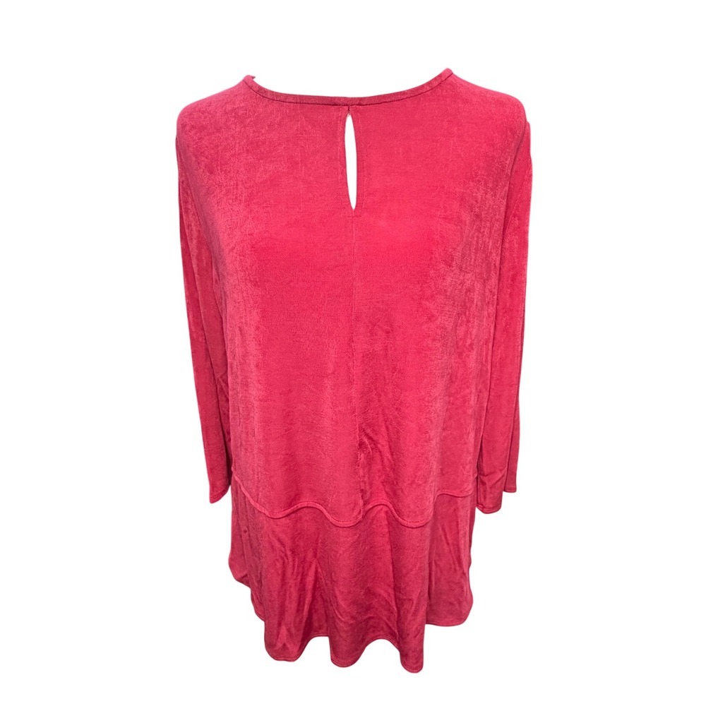 Chicos Travelers Pink Slinky Tunic Medium Top Lagenlook Office Capsule Breezy
